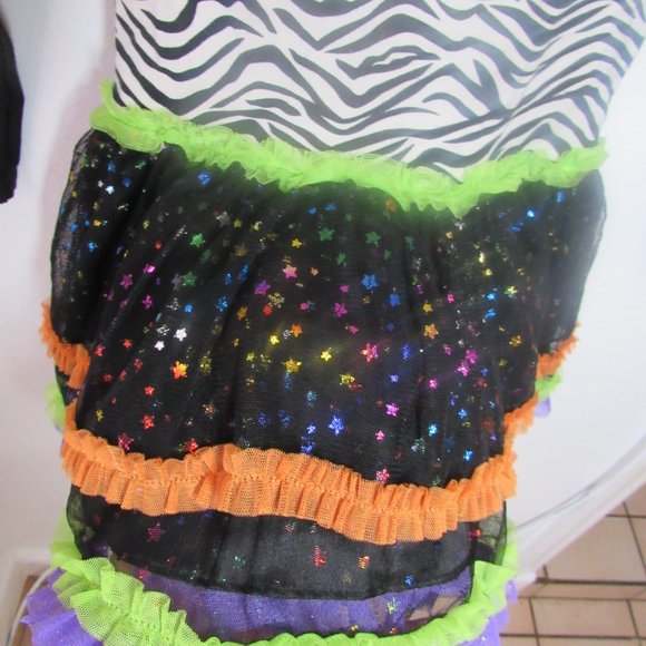 Emily Rose Halloween long sleeve zebra print sparkly tulle layered dress girls 7 - Picture 4 of 5